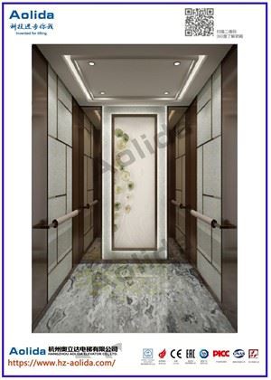 Gosod Elevator Teithwyr Dur Di-staen Gwallt Efydd